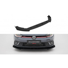 Maxton Design "Street Pro" spoiler pod přední nárazník s křidélky pro Volkswagen Polo GTI Mk6 Facelift, plast ABS bez povrchové úpravy, s černou a červenou linkou