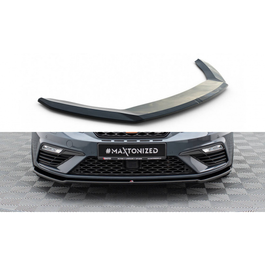 Maxton Design spoiler pod přední nárazník ver.2 pro Seat Leon Cupra Mk3 Facelift, černý lesklý plast ABS