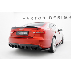 Maxton Design vložka zadního nárazníku pro Audi A5 8T, černý lesklý plast ABS, S-Line Sportback, verze s jednoduchou koncovkou na obou stranách