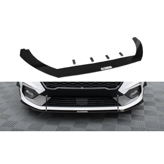 Maxton Design "Racing" spoiler pod přední nárazník ver.2 pro Ford Fiesta, Fiesta ST Mk8, černý lesklý plast ABS