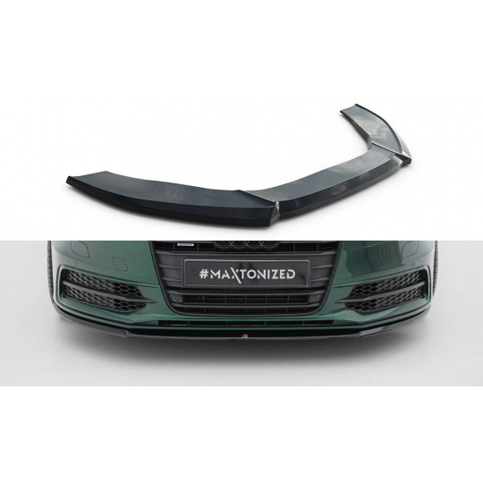 Maxton Design spoiler pod přední nárazník ver.2 pro Audi S6 C7, černý lesklý plast ABS