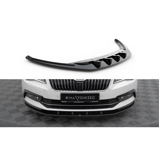 Maxton Design spoiler pod přední nárazník ver.3 pro Škoda Superb Mk3, černý lesklý plast ABS