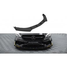 Maxton Design "Street Pro" spoiler pod přední nárazník s křidélky pro Mercedes CLA C 117 Facelift 45 Aero, s černou a červenou linkou