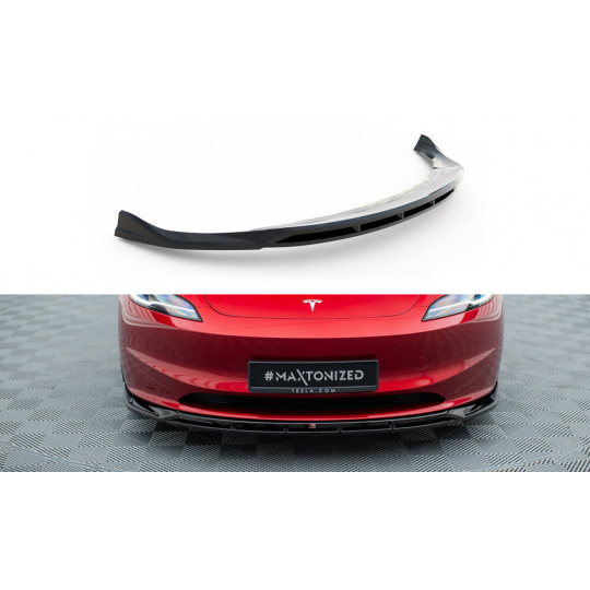 Maxton Design spoiler pod přední nárazník pro Tesla Model 3 Mk1 Project Highland Facelift, černý lesklý plast ABS