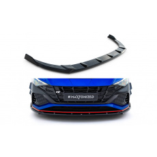 Maxton Design spoiler pod přední nárazník ver.2 pro Hyundai Elantra N Mk7, černý lesklý plast ABS