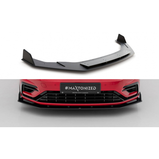 Maxton Design "Racing durability" spoiler pod přední nárazník ver.2 pro Volkswagen Golf R Mk7 Facelift, plast ABS bez povrchové úpravy, s červenou linkou