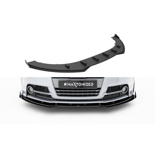 Maxton Design "Street Pro" spoiler pod přední nárazník s křidélky pro Audi TT S Mk2 (8J), Mk2 (8J) Facelift, plast ABS bez povrchové úpravy, s černou a červenou linkou