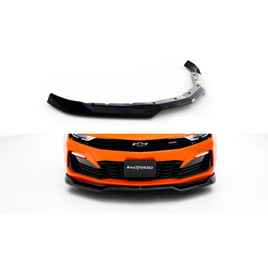 Maxton Design spoiler pod přední nárazník pro Chevrolet Camaro SS Mk6 Facelift, černý lesklý plast ABS