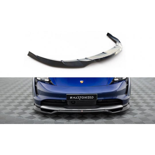 Maxton Design spoiler pod přední nárazník pro Porsche Taycan 4S, černý lesklý plast ABS, Cross Turismo