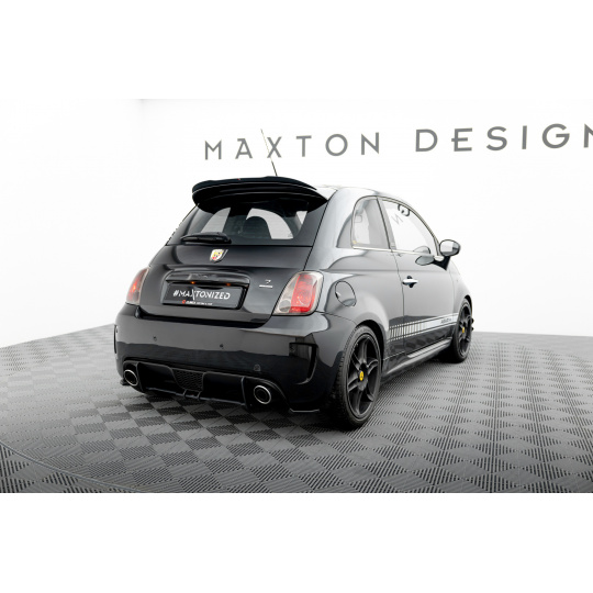 Maxton Design "Street Pro" difuzor zadního nárazníku pro Abarth 500 Mk1, plast ABS bez povrchové úpravy, s červenou linkou