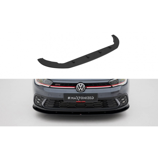 Maxton Design "Street Pro" spoiler pod přední nárazník pro Volkswagen Polo GTI Mk6 Facelift, plast ABS bez povrchové úpravy, s černou a červenou linkou