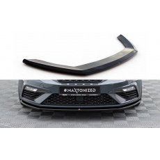 Maxton Design spoiler pod přední nárazník ver.1 pro Seat Leon Cupra Mk3 Facelift, černý lesklý plast ABS