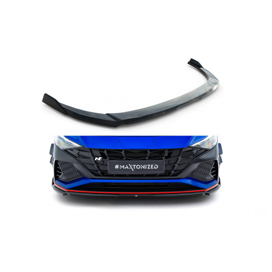 Maxton Design spoiler pod přední nárazník pro Hyundai Elantra N Mk7, černý lesklý plast ABS